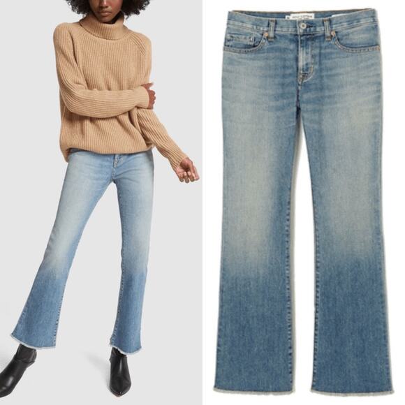 Nili Lotan Vianca Jeans Venice Wash Light Wash Flare Raw Hem Jeans Size 27 - Picture 1 of 13